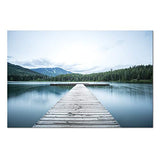 Nature Painting on Canvas Prints and Poster Lake Sky Clouds Woods Forest Paintings Pictures for Living Room Birthday Gifts Room Decoration Stretched and Framed Ready to Hang for Wall (36''W x 24''H)