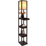 Brightech Maxwell Drawer Edition - Shelf & LED Floor Lamp Combination - Modern Living Room Standing