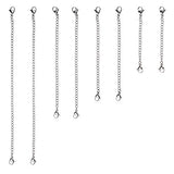 D-buy 8 Piece Stainless Steel Necklace Bracelet Extender Chain, Set 4 Different Length: 6" 4" 3" 2"