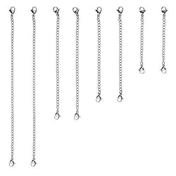 D-buy 8 Piece Stainless Steel Necklace Bracelet Extender Chain, Set 4 Different Length: 6" 4" 3" 2"