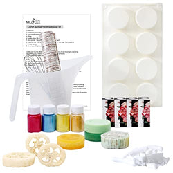 Complete Soap Making Kit for Adults, Natural Loofah Soap DIY Making Mold for Beginners Kit Include Soap Base, Rose Oil Types , Mica Powder and More