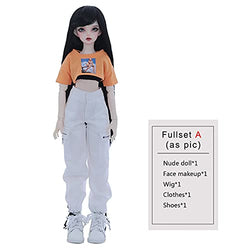MEESock Girl BJD Doll 1/4 41cm Handmade Ball Jointed SD Dolls Cosplay Fashion Dolls Surprise Gift, with Clothes Shoes Wig Makeup