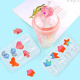 3 Pieces Straw Topper Mold Silicone Straw Topper Attachment Mold for Tumblers with Plant, Crown, Diamond, Flower, Heart, Animal Shape for 8mm Straws DIY Crafts Making (B)