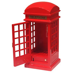 Angel Melody Vintage Wooden Red British London Street Telephone Booth Music Box Mechanism, Birthday, Valentines Day Gifts for Her, Him, Men, Kids, Daughter, Boys, Girls, Wind Up
