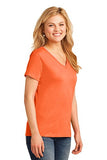 Port & Company Women's 54 oz 100% Cotton V Neck T Shirt XL Neon Orange