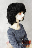 JD111 Susm Wave BJD Doll Wig Synthetic Mohair Doll Accessories (Black, 8-9inch)