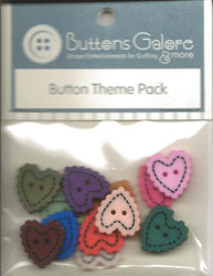 Stitched Hearts Flatback Buttons for Scrapbooking