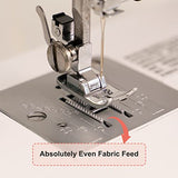 Poolin Sewing Machine for Beginners with 27 Stitch Applications, Easy to Use Include Thread Stand, 5 Presser Foot(Hemming presser foot like serger for hemming), 10 Rolls of 1000m Thread, 5 Needles and 12 Bobbins