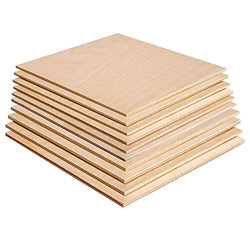 Qamceh 10 PCS Unfinished Wood Blank Pieces 4” Square ⅛” Thick Natural Slices Cutouts for DIY Crafts Engraving Painting Cutting