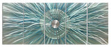 Aqua and Gray Sculpture Decor Large 3d Modern Metal Wall Art Abstract Geometric Artwork for Living Room Bedroom