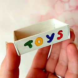 Miniature toy box, white wooden dollhouse nursery crate storage organization Kelly Lati Yellow