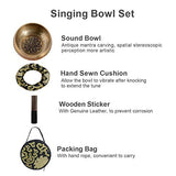 SHANSHUI 5'' Tibetan Singing Bowl Set, Nepal Antique Bronze Mantra Carving Hand Hammered, Sound For Yoga Chakras Healing Meditation Zen With Leather Striker Surface Mallet and Silk Cushion Gift -Black