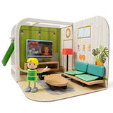 Omotiya DIY Miniature Dollhouse Kit with Furniture, Pretend Play Mini Toddler Dollhouse Kit Wooden Toys, Great Gift for Kids