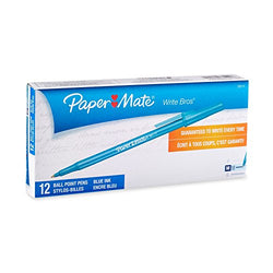 Paper Mate Write Bros Ballpoint Pens, Medium Point (1.0mm), Blue, 12 Count