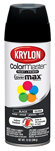 Krylon K05160107 ColorMaster Paint + Primer, Gloss, Black, 12 oz.
