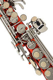 Lazarro Orange-Silver Keys Bb B-Flat Straight Soprano Saxophone Sax Lazarro+11 Reeds,Care Kit~24 COLORS Available-310-OR