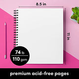 Paperage Sketch Pad, 2-Pack 8.5x11" Inch Hardcover Sketchbook, Spiral Bound, 80 Sheets (74lb) Acid Free Drawing Notebook for Artist Pro & Students (Yellow Cover)