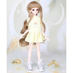 YILIAN 1/6 Dolls Clothes Cute Light Yellow Short Sleeve + Short Skirt for 1/3 1/4 BJD Dolls,1/4