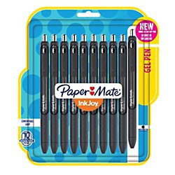 Paper Mate(R) InkJoy(R) Gel Pens, Medium Point, 0.7 mm, Black Barrel, Black Ink, Pack of 10