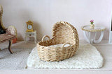Miniature Hanging Cradle, Dollhouse Furniture Wicker Bed. Swinging Rattan Stand