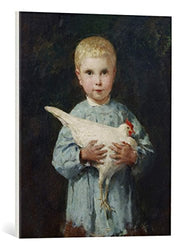 kunst für alle Canvas Print: Albert Anker Maurice Anker with cockerel Fine Art Print, Canvas on Stretcher, Ready to Hang Wall Picture, 19.7x23.6 inch / 50x60 cm