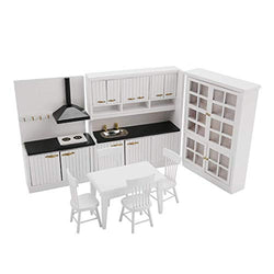 HMANE Miniature Dollhouse Kitchen Furniture Model for 1/12 Doll House Wooden Kitchen Modern Kitchen Set Furniture and Accessories