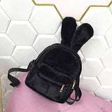 Bunny Backpack, Cute Mini Backpacks for Girls Plush Rabbit Ear Satchel Fuzzy Bunny Purse Handbags