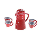 1/12 Scale Chinese Porcelain Coffee Tea Set Dollhouse Miniature Tableware Cookware Furniture Decoration Red