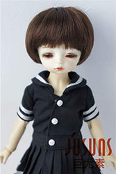 Doll Wigs JD350 Short Bobo Cut Synthetic Fiber Doll Wigs 1/6 1/8 BJD Doll Accessories (Chocolate Brown, 6-7inch)