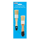 US Art Supply 2-Piece Multi Use Oval and Round Chalk, Wax and Stencil Brushes for Chairs, Dressers,