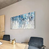 Modern Abstract Wall Art Canvas：Blue and Gray Artwork Painting for Living Room ( 40” x 20” x 1 Panel )