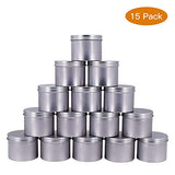 Healthcom 15 Packs 4 Oz 120ml Empty Silver Round Aluminum Tin Cans Screw Top Metal Steel Tins Aroma Hair Wax Cosmetic Container Cream Box Makeup Pot Jars Tea Tin Storage Case for Accessories DIY Crafts Spice Candles(120g)