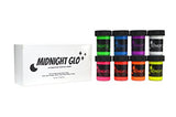 Midnight Glo UV Paint Acrylic Black Light Reactive Bright Neon Colors Set of 8 Bottles Great for Crafts, Art & DIY Projects, Blacklight Party(0.75 oz)
