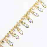 De.De. 1 Yard AB Resin Crystal Applique Rhinestone Bridal Trim Fashion Chain Fringe Embellishment