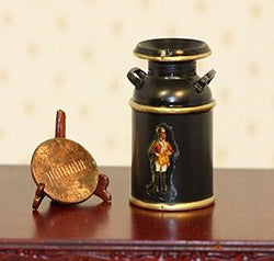 Dollhouse Miniature Chrysnbon Milk Can Black w/ Decal