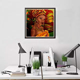 SKRYUIE 5D Full Drill Diamond Painting African Style Exotic Woman by Number Kits, Paint with Diamonds Arts Embroidery DIY Craft Set Home Decorations 14"x14" (35x35 cm)