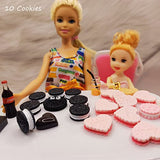 HHQ Miniature Candies Chocolates Cookies and Mini Cola Coffee Juice Drinks fits Barbie Doll and LPS Accessories, Pretend Play Party Snacks Valentine's Day Gifts 1:6 Scale Dollhouse Accessories