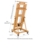 MEEDEN Deluxe Rocker Crank Artist Easel,Industrial Style Heavy Duty Art Floor Easel,Inclinable Studio Easel,Extra Large and Thicken Solid Beech Wood Easel, Holds Canvas Art Up to 76.7" High
