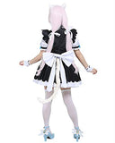 Cosplay.fm Women‘s Vanilla Cosplay Costume Maid Lolita Dress with Apron Petticoat Cat Ears Tail (S, Black/White)