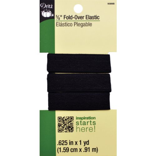 Dritz 9389-BLK Fold-Over Elastic, 5/8 by 1-Inch, Black