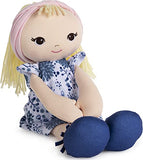 GUND Baby Toddler Doll Plush Blonde, Blue Floral Dress, 8"