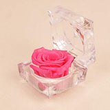 Handmade Preserved Fresh Flower Rose with Acrylic Crystal Ring Box ，a Gifts for