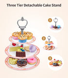 Tea Party Set for Little Girl, Geyiie Tea Time Pastry Tower, Pretend Play Kitchen Toy Sweet Princess Dessert Stand Includes Plastic Teapot, Cups for Toddlers Boy Aged 3,4,5,6 as a Birthday, Xmas Gift