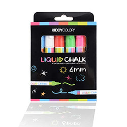 KIDDYCOLOR 6 Pack Liquid Chalk Markers for Kids Art, Chalkboard