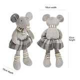 HUGMO Mouse Couple, Soft Stuffed Plush Girl and Boy Mice with Matching Grey Tweed Outfits