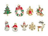 19pcs Mixed Christmas Charm Enamel Gold Toned Rhinestone Inlaying Pendant for DIY Jewelry Making