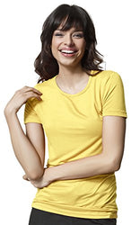 WonderWink Women's Silky Short Sleeve Tee, Yellow, Large