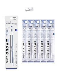 Tombow MONO Zero Eraser, 2.5mm Rectangle Tip Pen-Style Eraser & 5 packs (10 pieces) of Refills