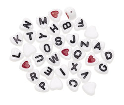 Darice 0791-16 250-Piece Heart Shaped Alpha Beads, 7mm