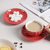 SWEEJAR Porcelain Tea Sets British Royal Series, 8 OZ Cups, Saucers, Teapot Sugar Bowl Cream Pitcher Teaspoons and Tea Strainer & 3 Tier Ceramic Cake Stand, Suitable for High Tea, Wedding, Party